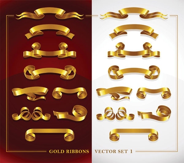beautiful gold ribbon vector 2