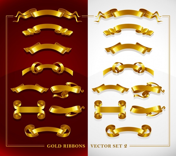ribbons templates collection luxury golden 3d shapes