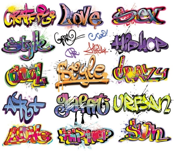 beautiful graffiti font design 01 vector