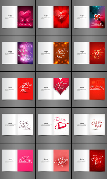 beautiful greeting card collection set colorful happy mothers day presentation vector