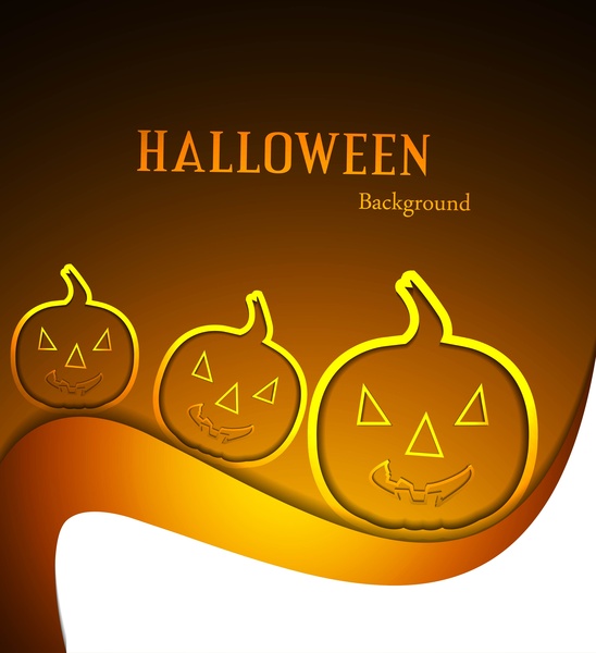 beautiful halloween scary pumpkins vector wave background