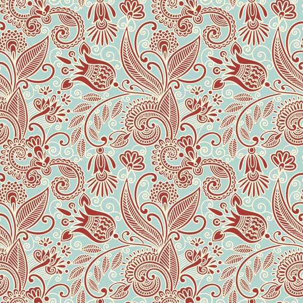 traditional pattern retro flower sketch flat design