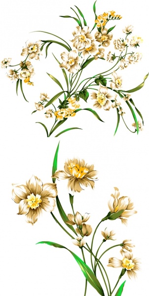 beautiful handdrawn style daffodils psd layered
