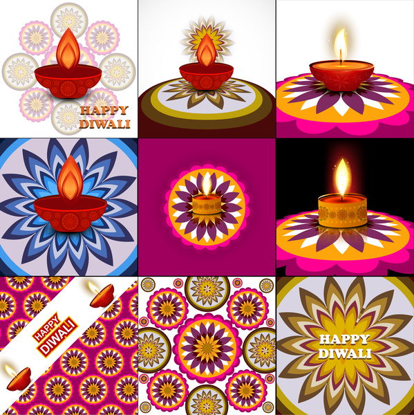 beautiful happy diwali 9 collection presentation bright colorful hindu festival background