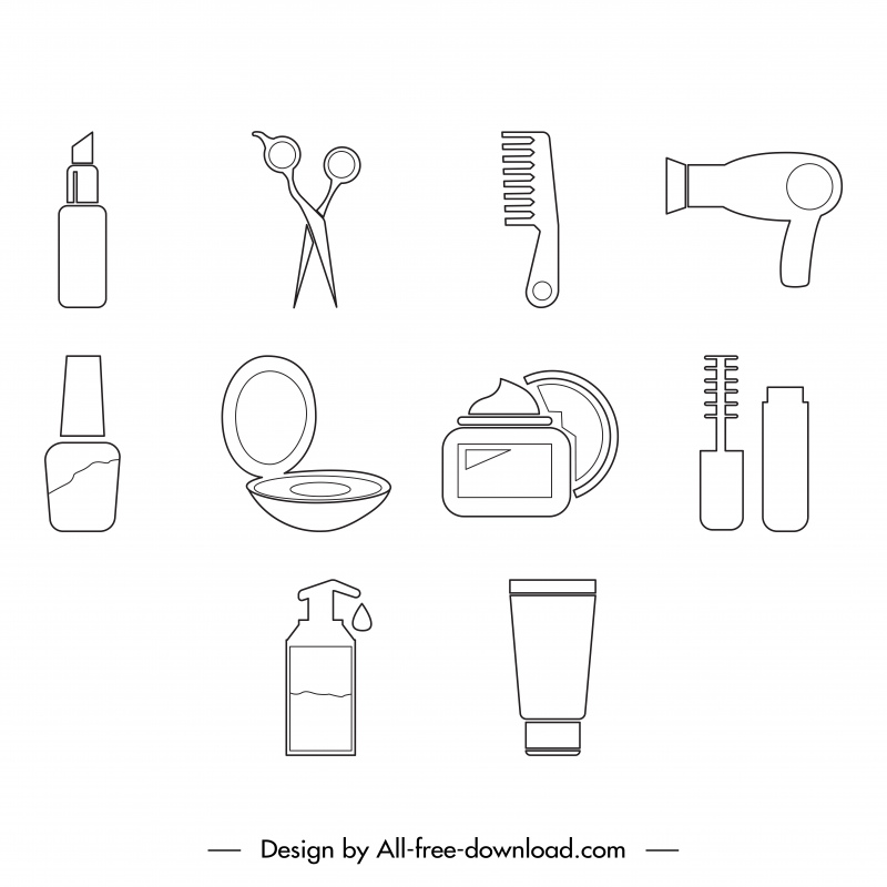 beautiful icons sets flat black white objects sketch