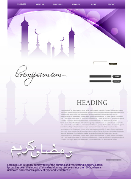 beautiful islamic website template colorful design vector