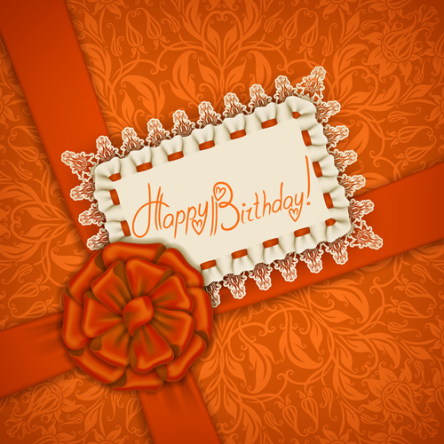 beautiful lace and bow birthday cards vector
