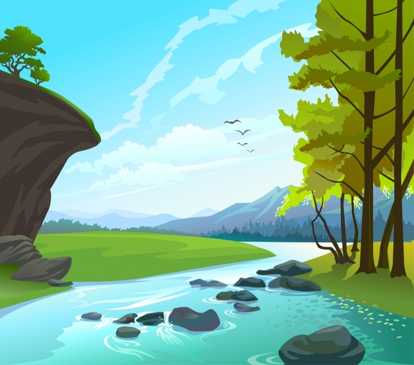 Download Beautiful natural landscape vector Free vector in ...