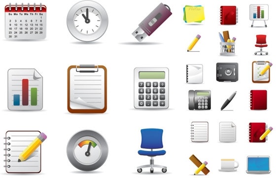beautiful office icons vector