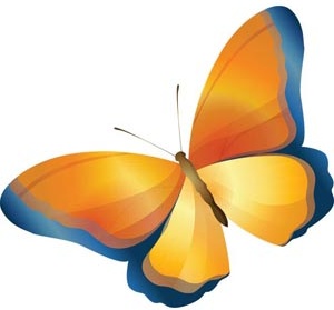 Beautiful orange and blue glossy butterfly design free vector Free ...