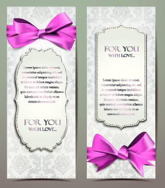 beautiful pink bow cards vector