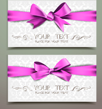 beautiful pink bow cards vector