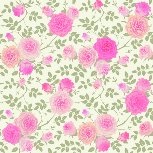 beautiful pink rose seamless pattern vector