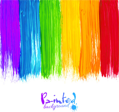 paintbrush drawing a rainbow on a white background