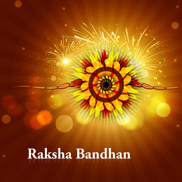 beautiful rakhi for raksha bandhan bright colorful celebration vector