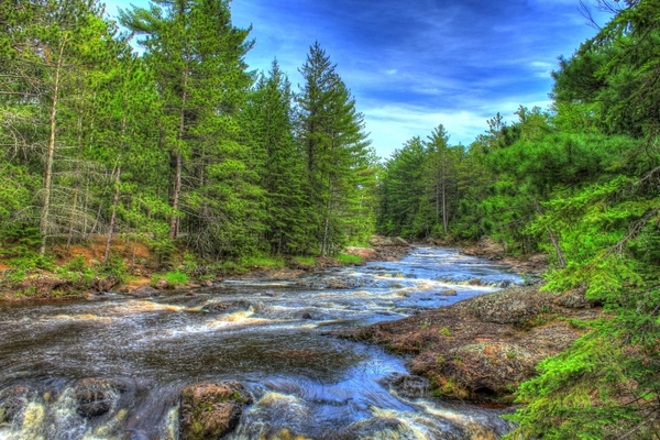 beautiful river landscape at amnicon falls state park wisconsin