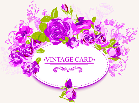 beautiful roses with vintage cards creative vector