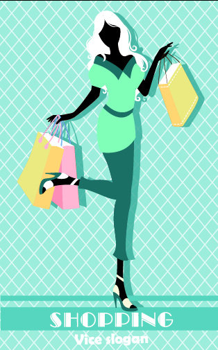 beautiful shopping girl vector 
