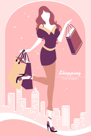 beautiful shopping girl vector 