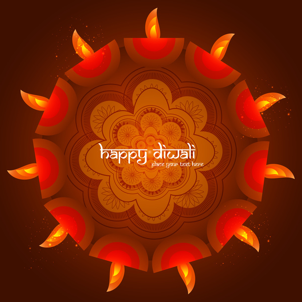 beautiful stylish rangoli happy diwali colorful hindu diya festival background