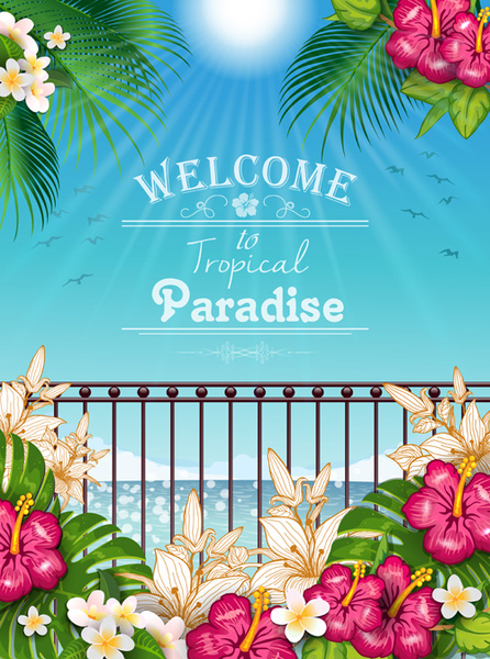 beautiful tropical paradise scenery background vector