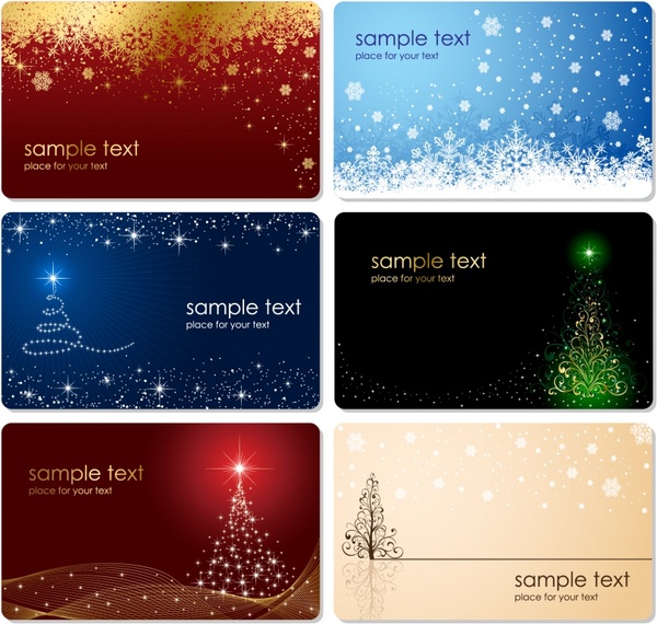 christmas card templates sparkling snowflakes fir tree decor