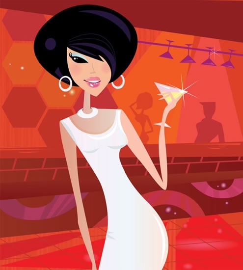 party lady painting cartoon character sketch