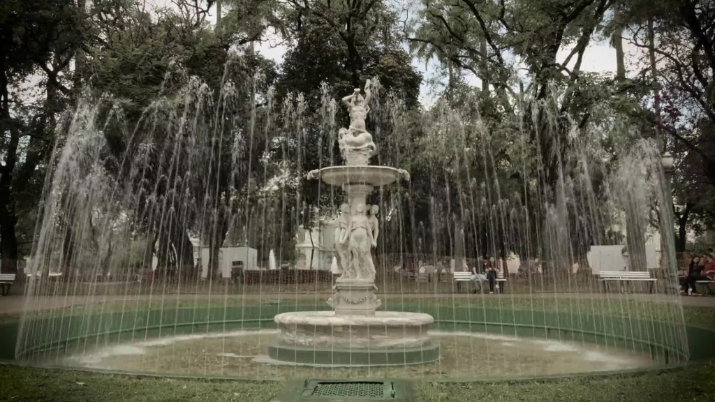 beautiful water fountain in park