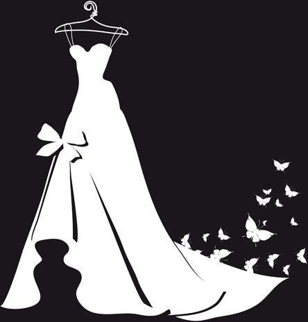 Download Beautiful wedding dress silhouette design vector Free ...