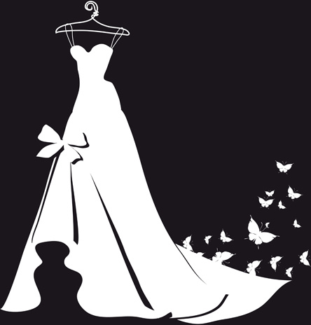 Download Beautiful wedding dress silhouette design vector Free vector in Encapsulated PostScript eps ...