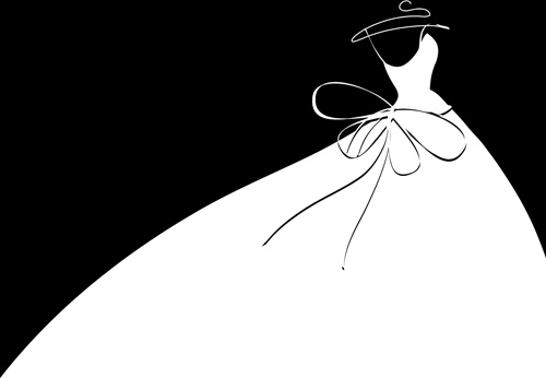 beautiful wedding dress silhouette design vector 