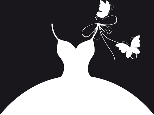 beautiful wedding dress silhouette design vector