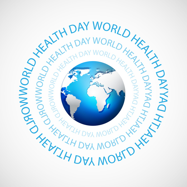 beautiful world health day blue colorful shiny globe with text concept vector