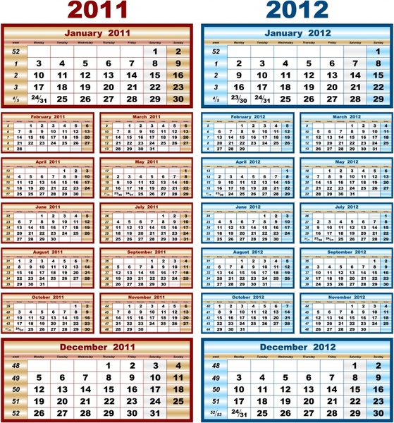 calendar templates colored simple layout 