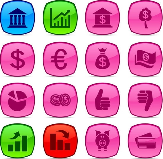 finance icons collection colored flat symbols sketch
