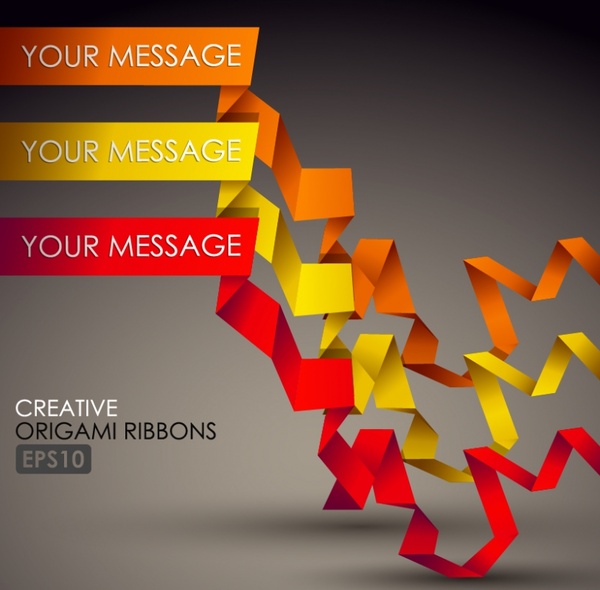 origami ribbons background colorful dynamic 3d design
