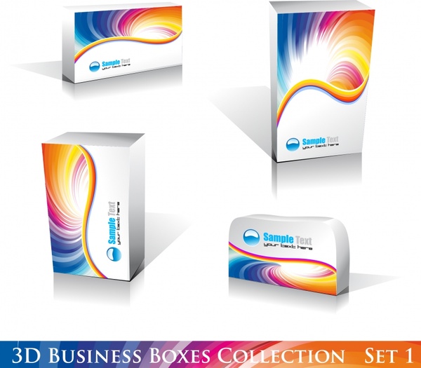 packaging box icons modern 3d realistic design