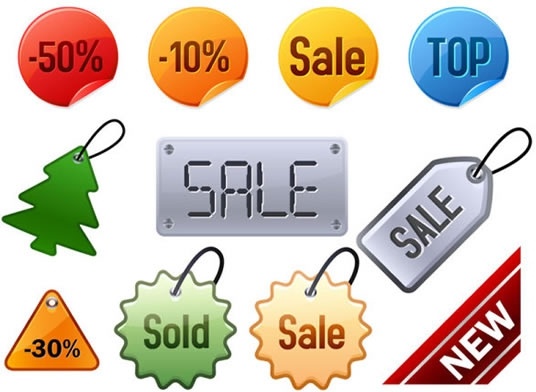 sale tags templates colorful modern flat shapes