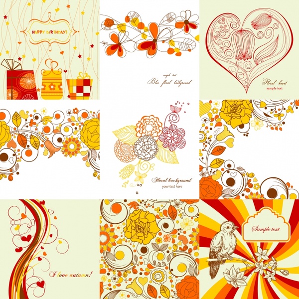 card background templates classical handdrawn themes