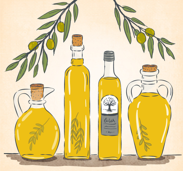 beautifully painted olive oil vector