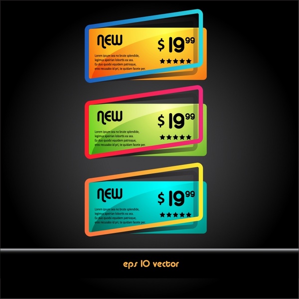 price tags template modern colorful frames sketch
