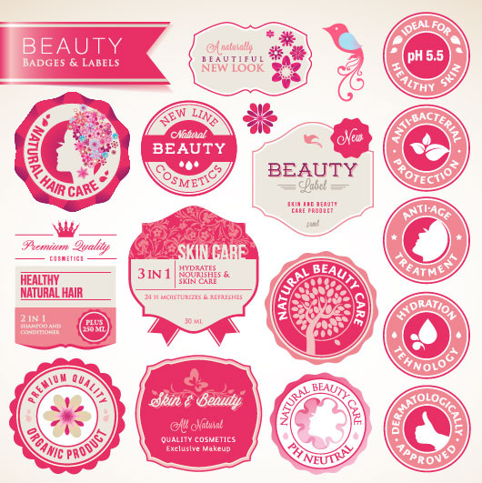 beauty badges and label vector 