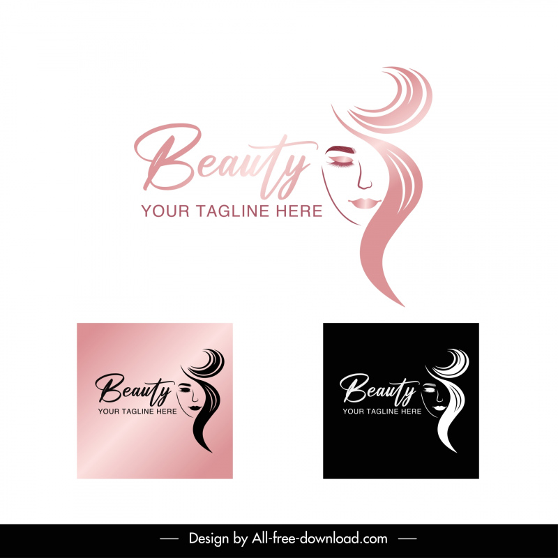 beauty logo template elegant handdrawn lady face