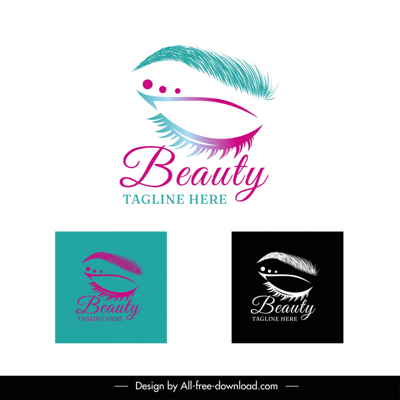 beauty logo template flat eye handdrawn