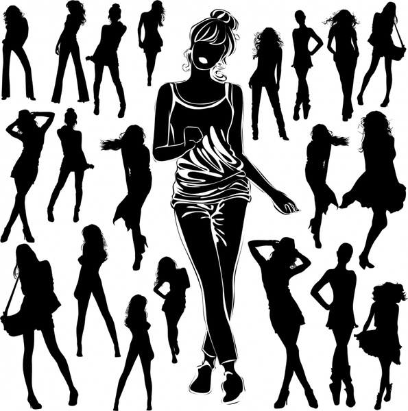 women lifestyle icons black silhouette design