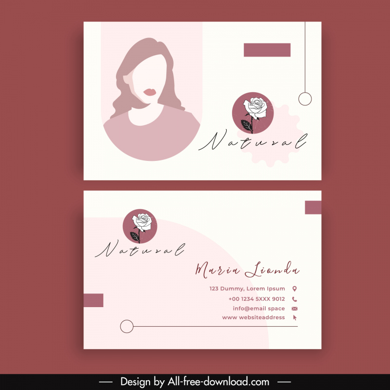 beauty spa agency business card templates flat classic woman rose sketch