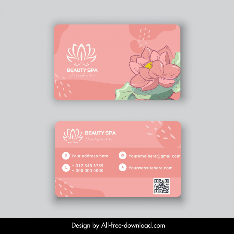 beauty spa namecard template elegant lotus decor