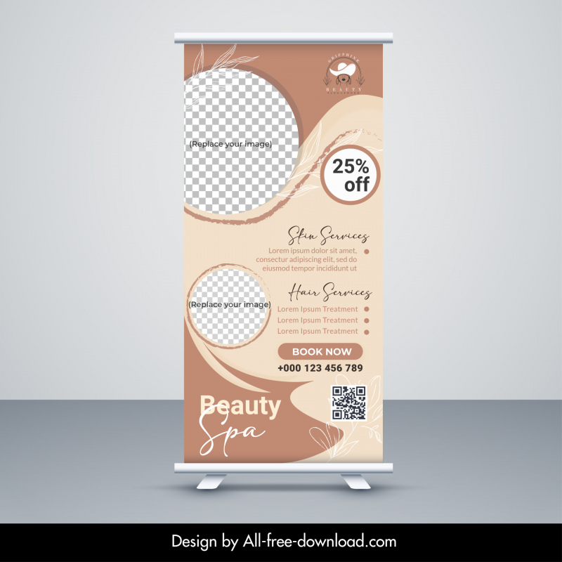 beauty spa salon banner template roll up  checkered