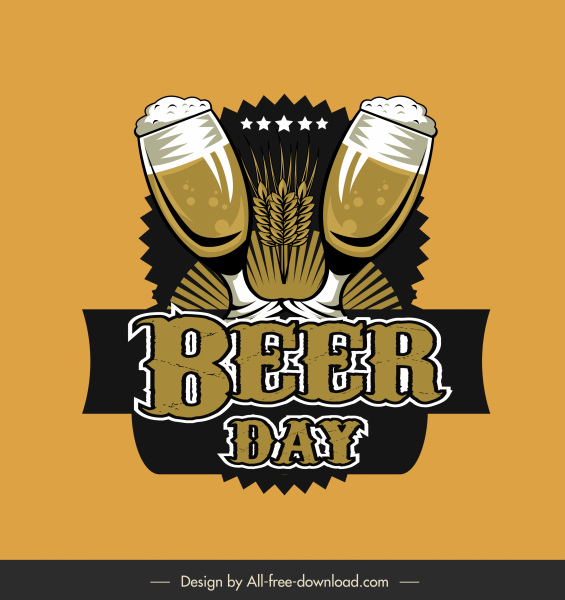 beer day design elements classical glasses wheat decor