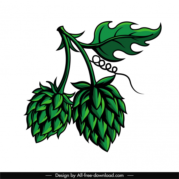 beer flower icon handdrawn sketch classical design